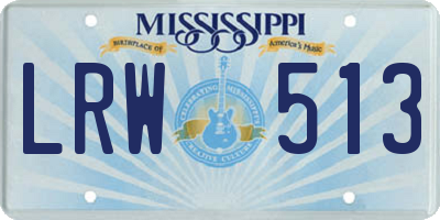 MS license plate LRW513
