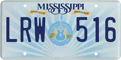 MS license plate LRW516