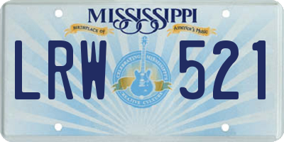 MS license plate LRW521
