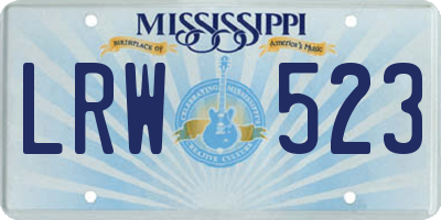 MS license plate LRW523