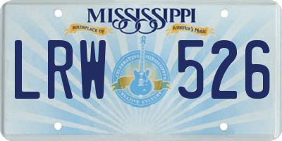 MS license plate LRW526