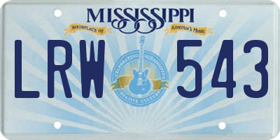 MS license plate LRW543