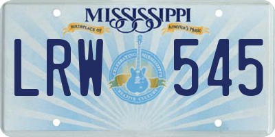 MS license plate LRW545