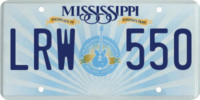 MS license plate LRW550