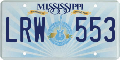 MS license plate LRW553