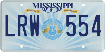 MS license plate LRW554
