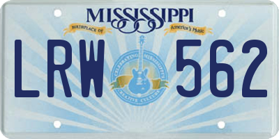 MS license plate LRW562