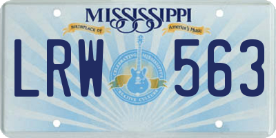 MS license plate LRW563