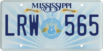 MS license plate LRW565
