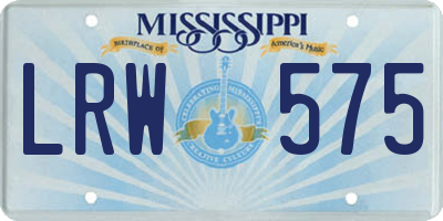 MS license plate LRW575