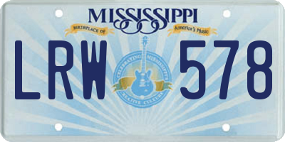 MS license plate LRW578