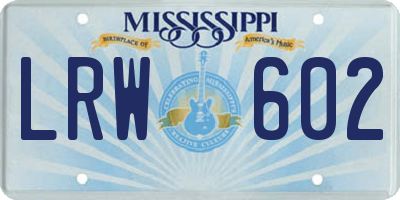 MS license plate LRW602