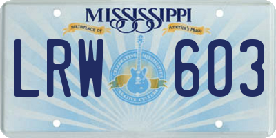 MS license plate LRW603
