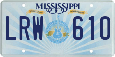 MS license plate LRW610