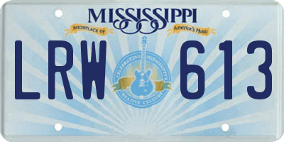 MS license plate LRW613