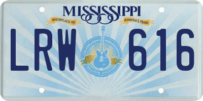 MS license plate LRW616