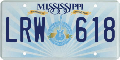 MS license plate LRW618