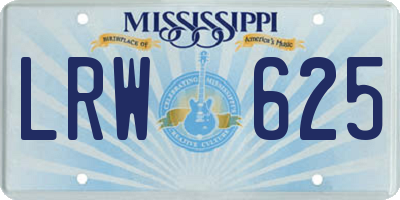 MS license plate LRW625