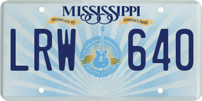 MS license plate LRW640