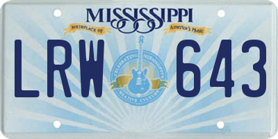 MS license plate LRW643
