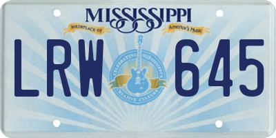 MS license plate LRW645