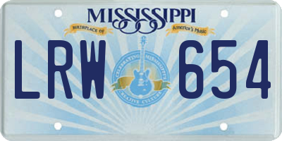 MS license plate LRW654