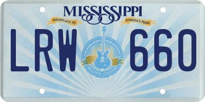 MS license plate LRW660