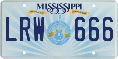 MS license plate LRW666