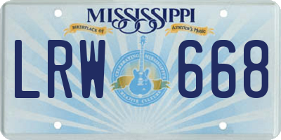 MS license plate LRW668
