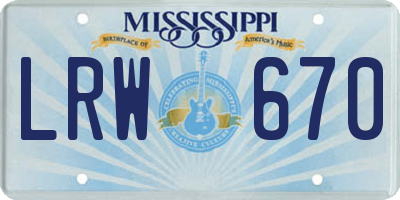MS license plate LRW670