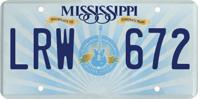MS license plate LRW672