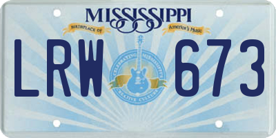 MS license plate LRW673