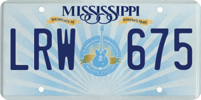 MS license plate LRW675