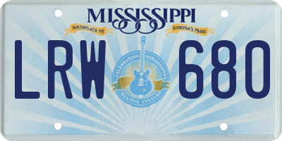 MS license plate LRW680