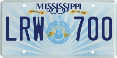 MS license plate LRW700
