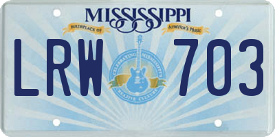MS license plate LRW703