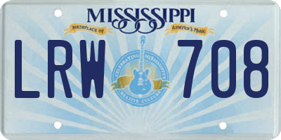MS license plate LRW708