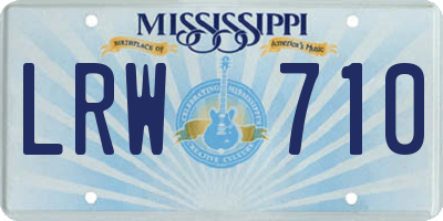 MS license plate LRW710
