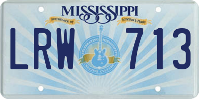 MS license plate LRW713