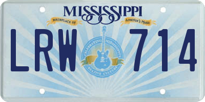 MS license plate LRW714