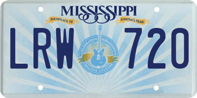 MS license plate LRW720