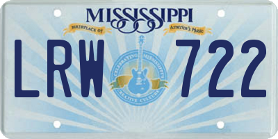 MS license plate LRW722