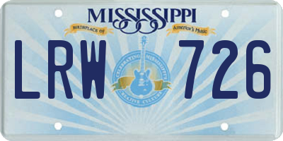MS license plate LRW726