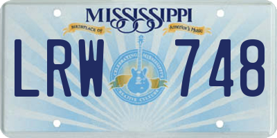 MS license plate LRW748