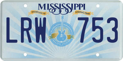 MS license plate LRW753
