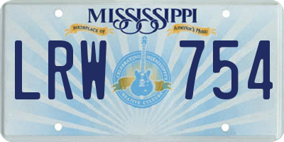 MS license plate LRW754