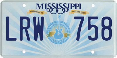 MS license plate LRW758