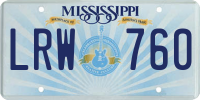 MS license plate LRW760