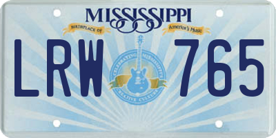 MS license plate LRW765