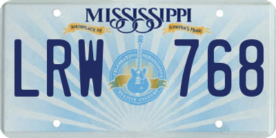 MS license plate LRW768